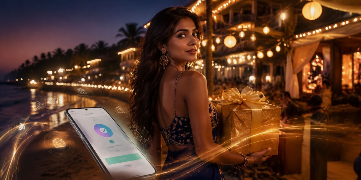 User making a quick deposit for Aviator game near an Indian beach setting
