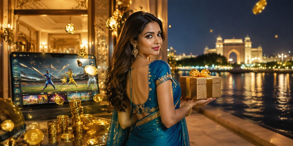 Indian woman enjoying sports betting on mobile device